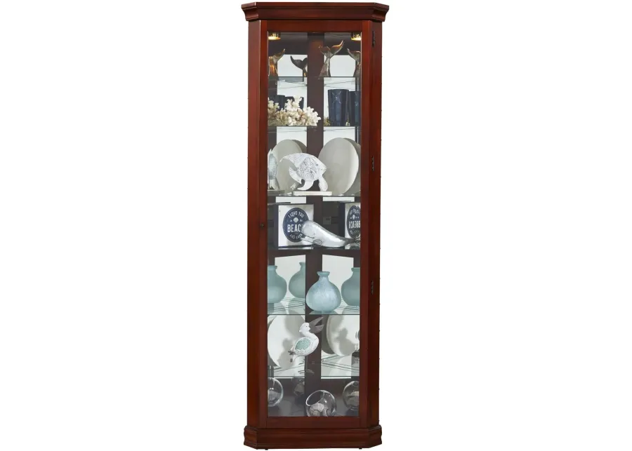 Lighted 8 Shelf Corner Curio Cabinet in Victorian Brown