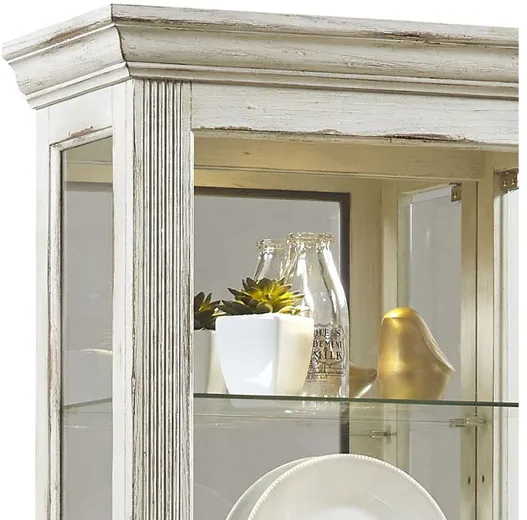 Side Entry 5 Shelf Curio Cabinet in Weathered White