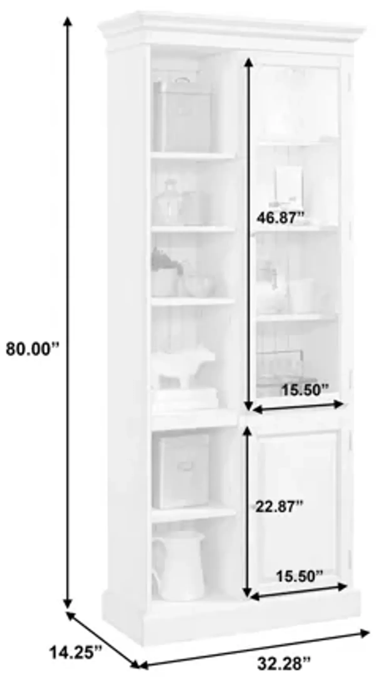 Display Curio Cabinet in Light Gray