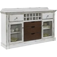 Distressed Sideboard with Storage and USB in White
