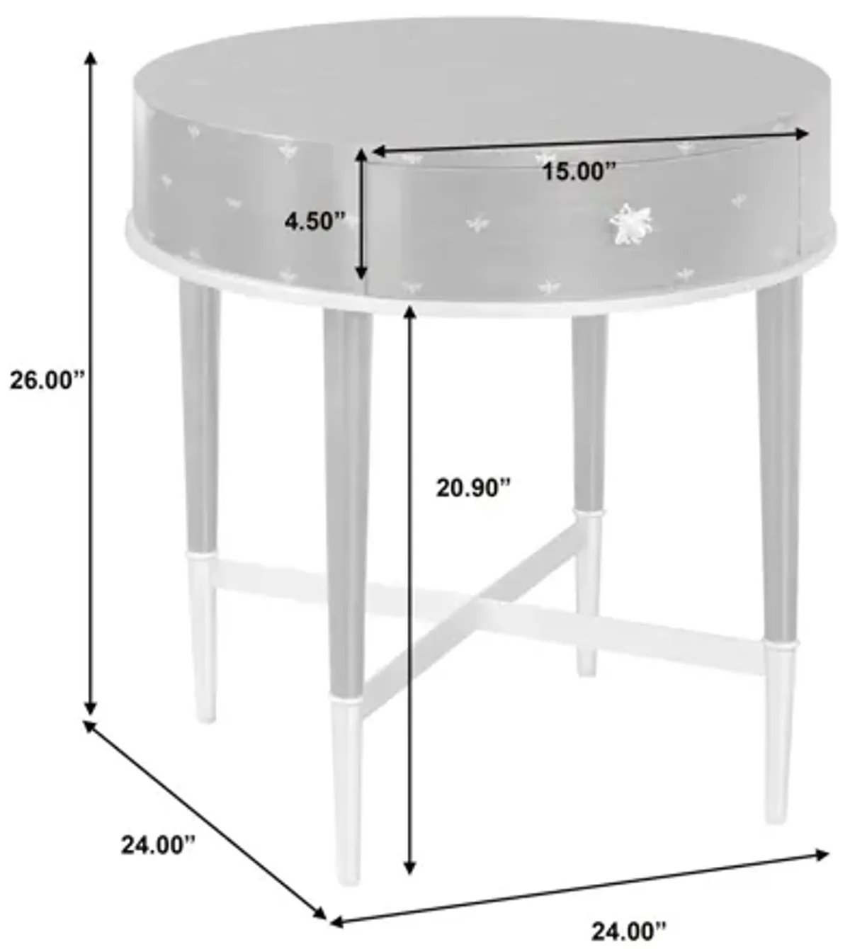 Soft Black Round Accent Table with Storage