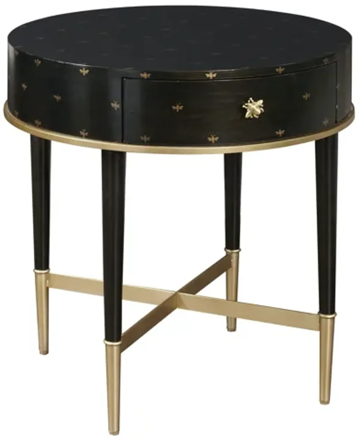 Soft Black Round Accent Table with Storage