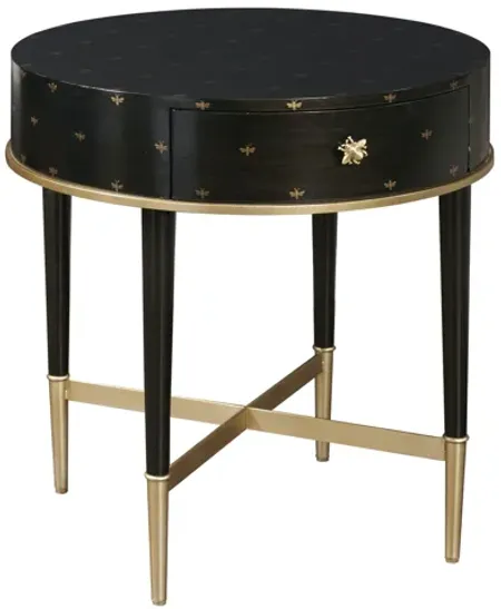 Soft Black Round Accent Table with Storage