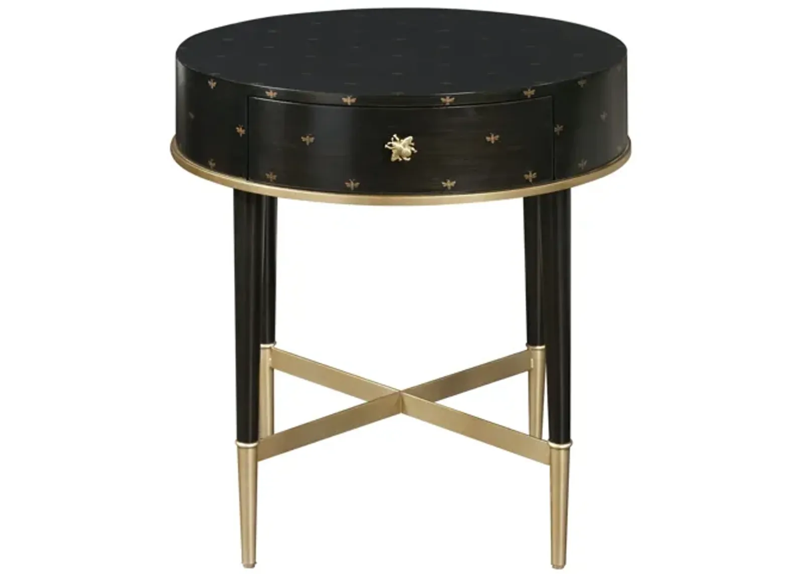 Soft Black Round Accent Table with Storage