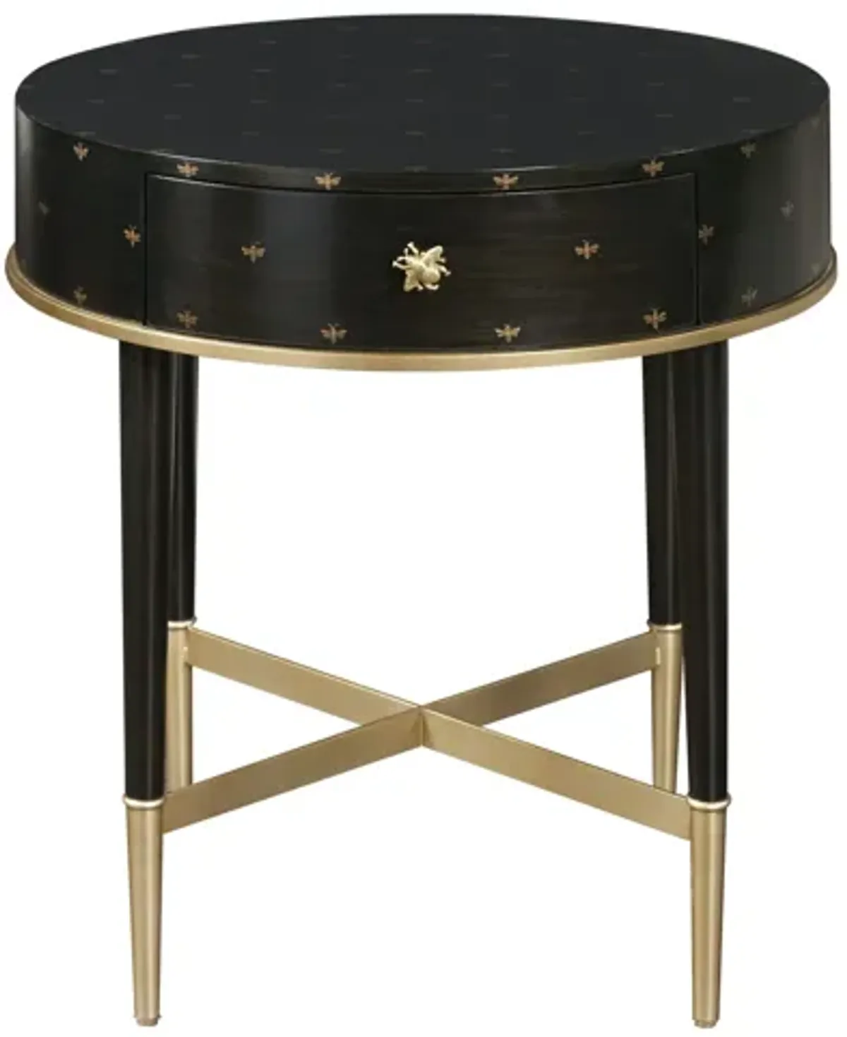 Soft Black Round Accent Table with Storage