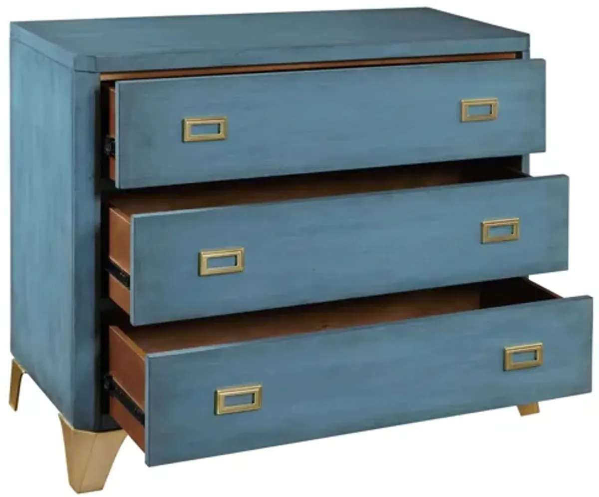 Three Drawer Turquoise Blue Accent Chest