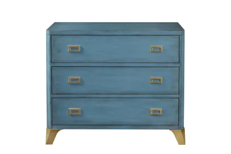 Three Drawer Turquoise Blue Accent Chest