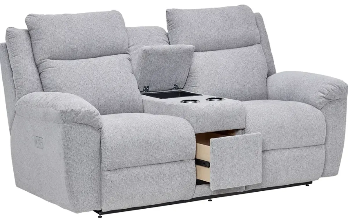 Joel Dual Power Reclining Console Loveseat by La-Z-Boy