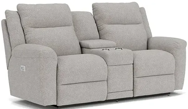 Joel Dual Power Reclining Console Loveseat by La-Z-Boy