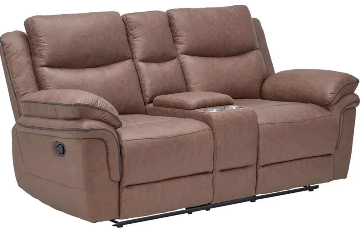 Ridley Brown Reclining Console Loveseat