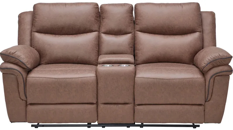 Ridley Brown Reclining Console Loveseat