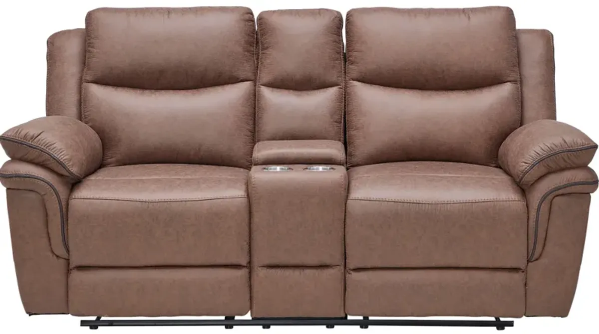 Ridley Brown Reclining Console Loveseat