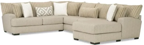 Chloe Toast 3-Piece Sectional with Right Arm Facing Chaise