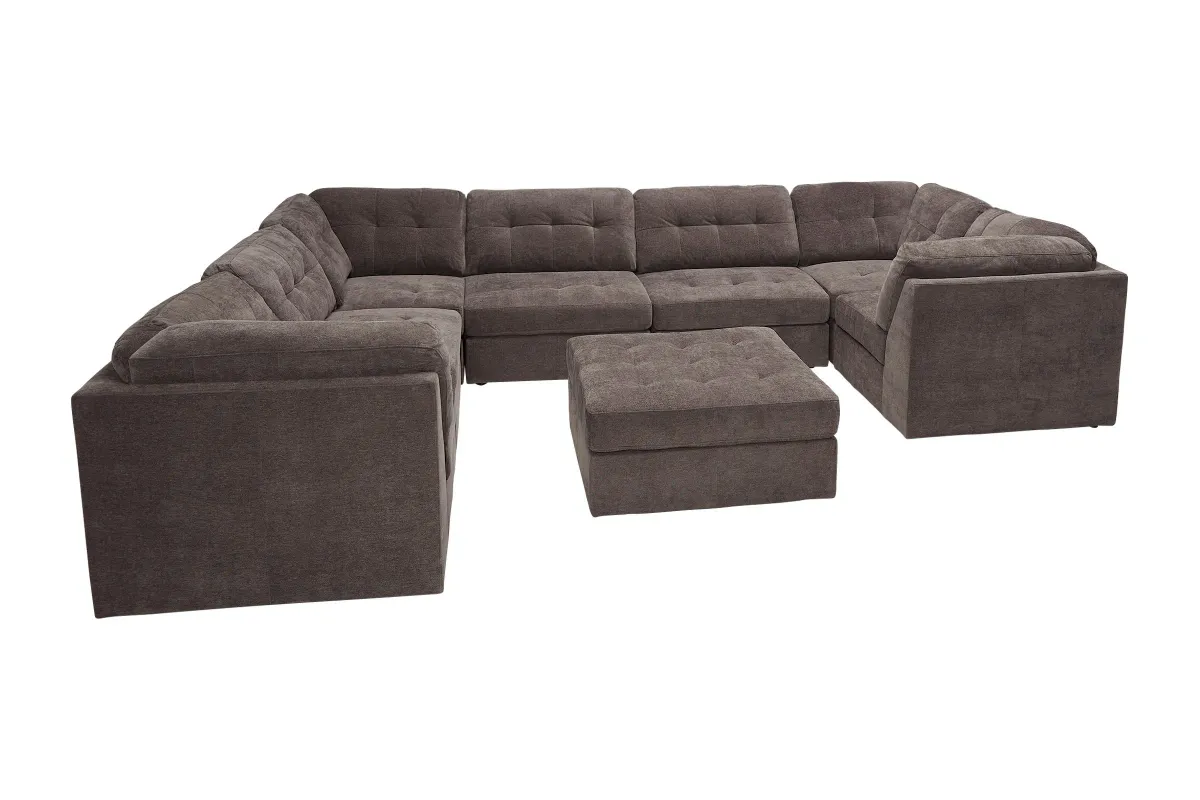 Rio Chocolate 8-Piece Sectional with Ottoman