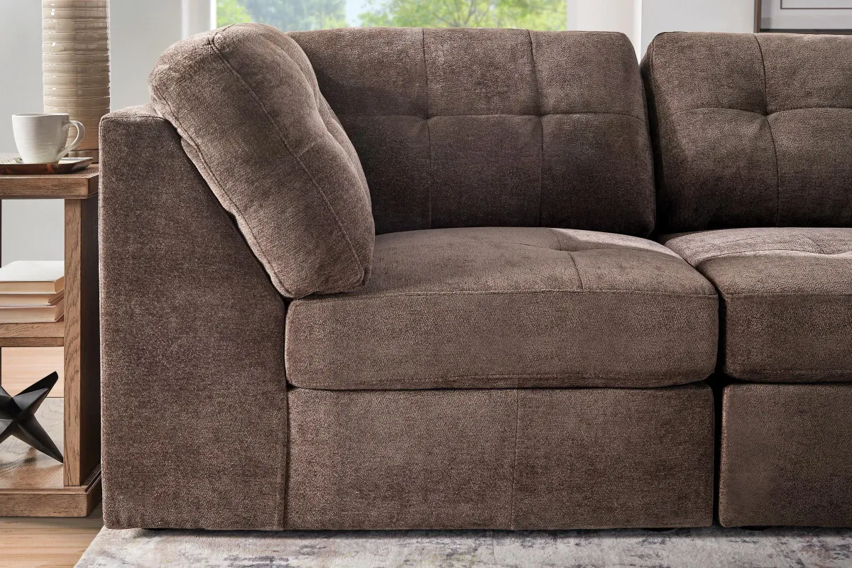 Rio Chocolate 7-Piece Sectional with Ottoman