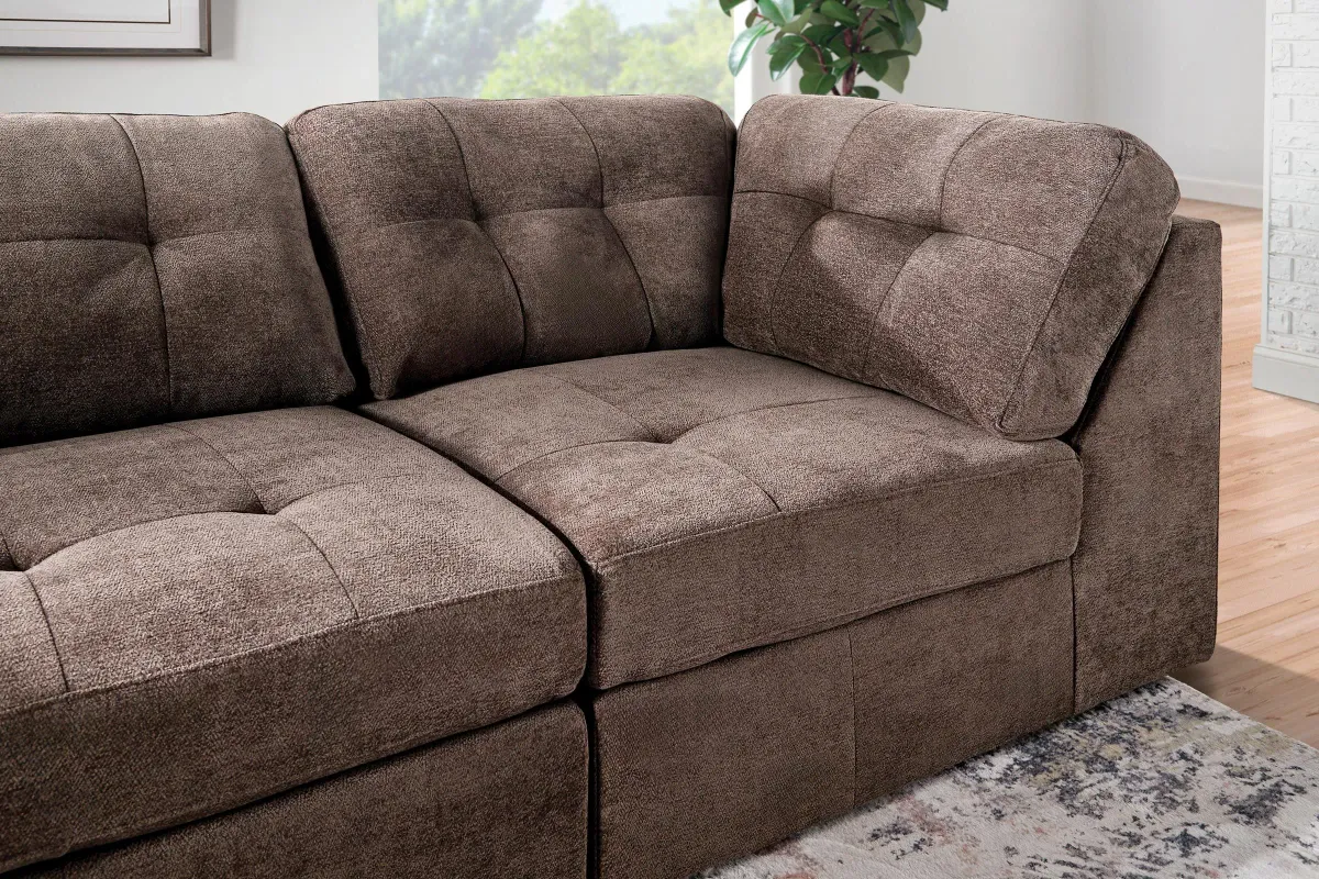 Rio Chocolate 7-Piece Sectional with Ottoman