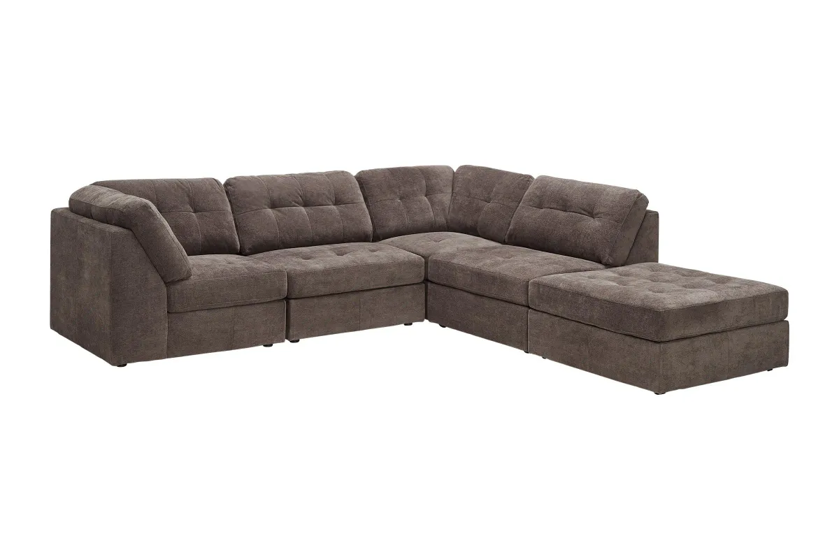 Rio Chocolate 5-Piece Sectional with Ottoman