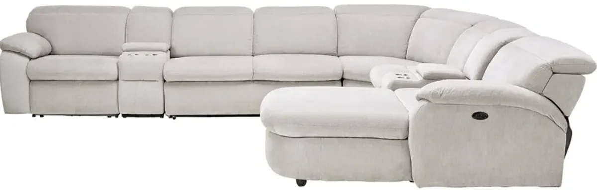 Arc Dove 7-Piece Power Reclining Sectional with Right Arm Facing Chaise