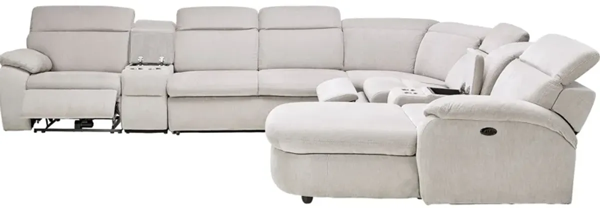 Arc Dove 7-Piece Power Reclining Sectional with Right Arm Facing Chaise