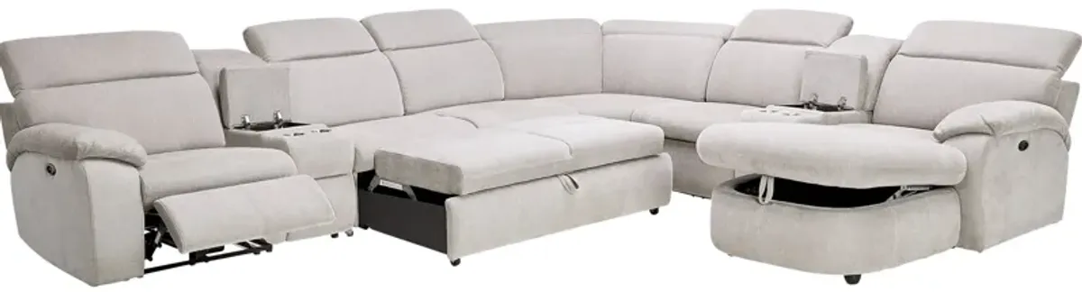 Arc Dove 7-Piece Power Reclining Sectional with Right Arm Facing Chaise