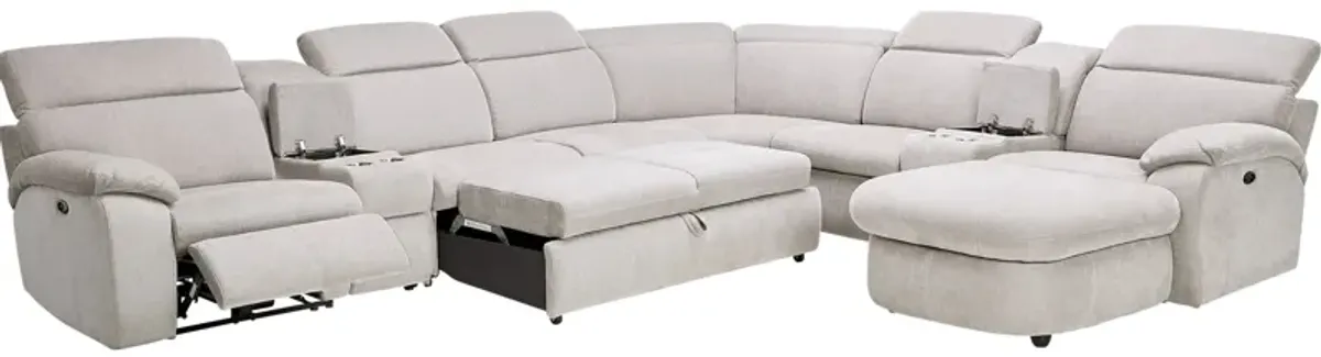 Arc Dove 7-Piece Power Reclining Sectional with Right Arm Facing Chaise