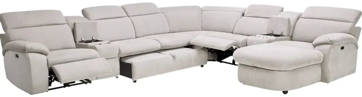 Arc Dove 7-Piece Power Reclining Sectional with Right Arm Facing Chaise