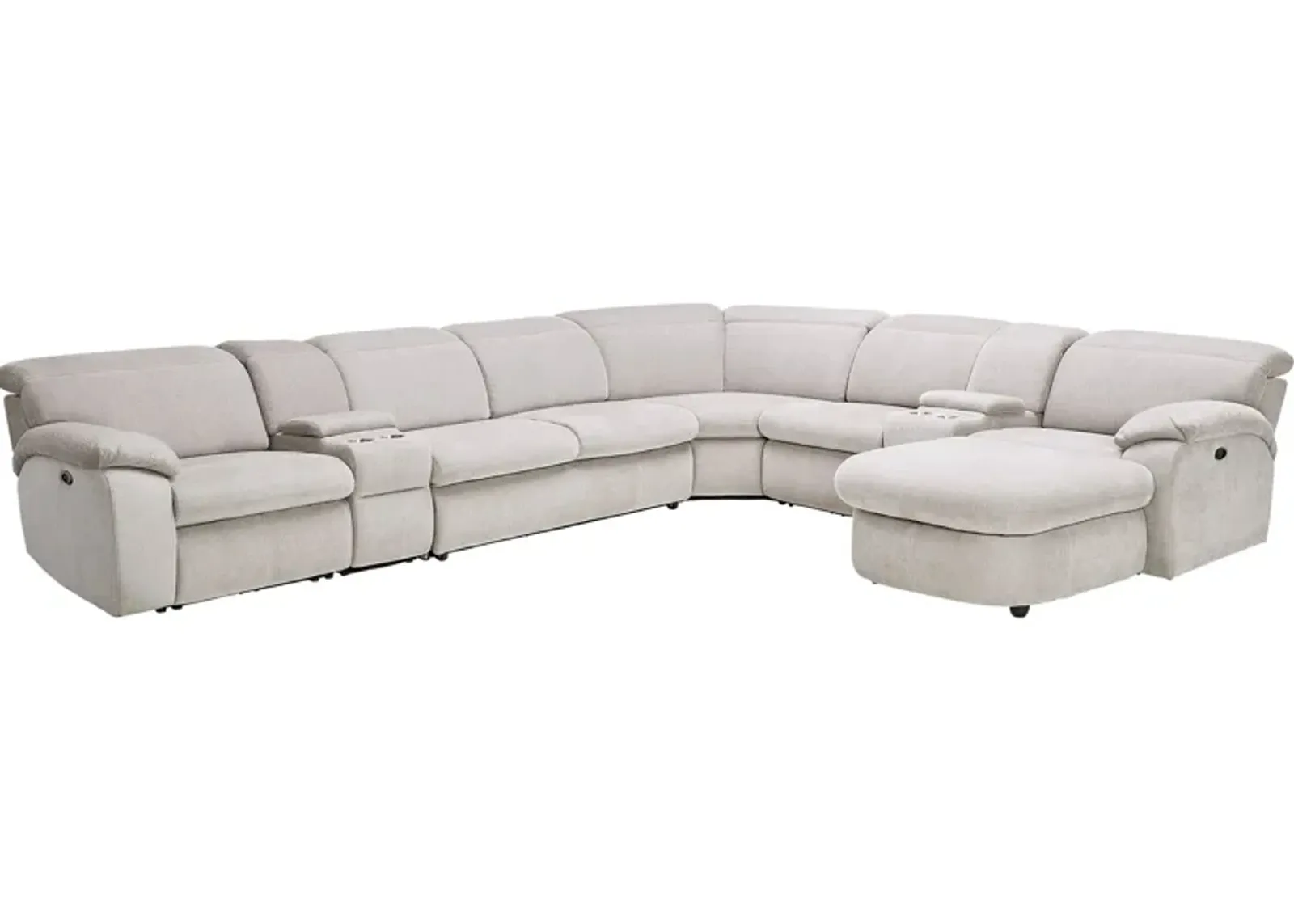 Arc Dove 7-Piece Power Reclining Sectional with Right Arm Facing Chaise