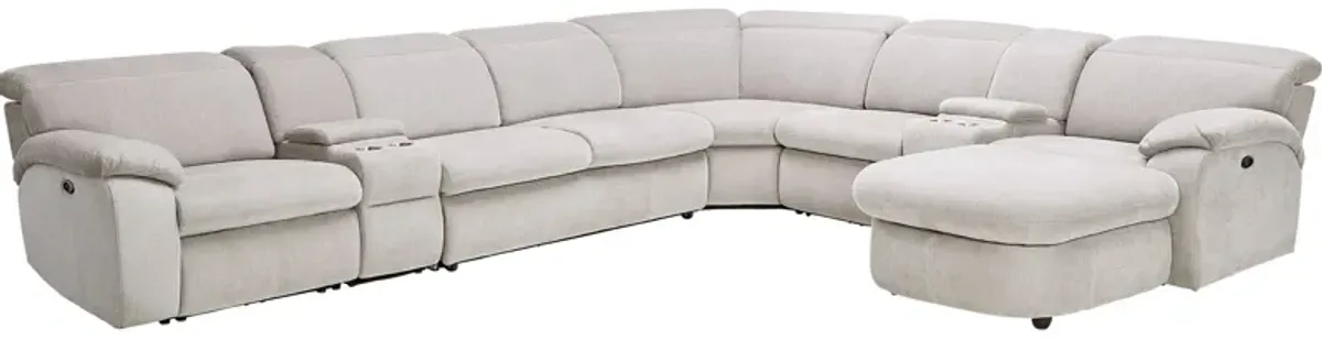 Arc Dove 7-Piece Power Reclining Sectional with Right Arm Facing Chaise