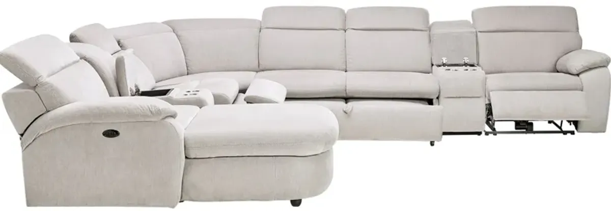 Arc Dove 7-Piece Power Reclining Sectional with Left Arm Facing Chaise