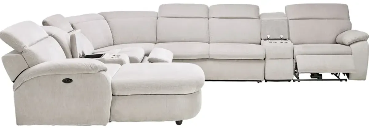 Arc Dove 7-Piece Power Reclining Sectional with Left Arm Facing Chaise