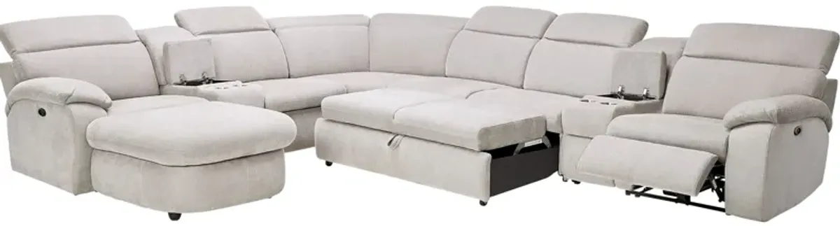 Arc Dove 7-Piece Power Reclining Sectional with Left Arm Facing Chaise