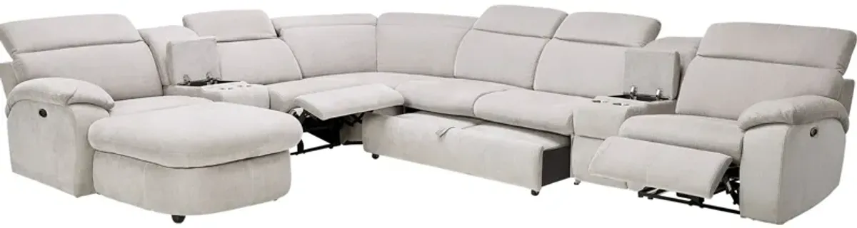 Arc Dove 7-Piece Power Reclining Sectional with Left Arm Facing Chaise