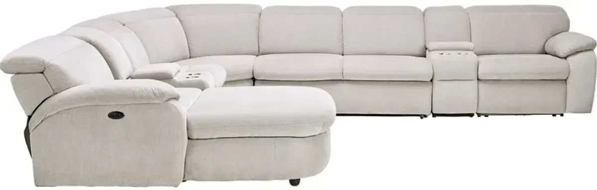 Arc Dove 7-Piece Power Reclining Sectional with Left Arm Facing Chaise