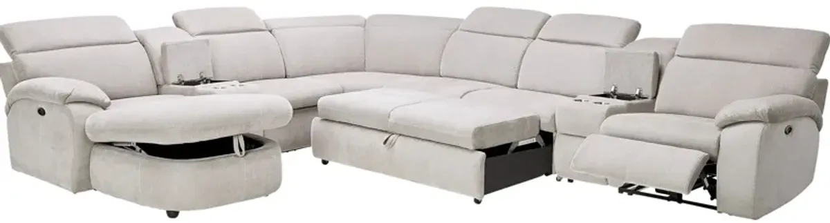 Arc Dove 7-Piece Power Reclining Sectional with Left Arm Facing Chaise