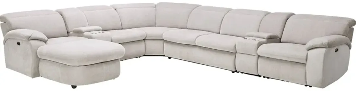 Arc Dove 7-Piece Power Reclining Sectional with Left Arm Facing Chaise