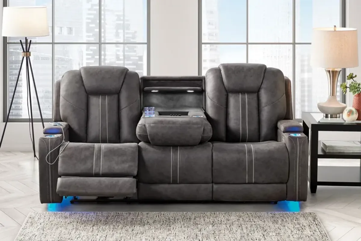 Maverick2 Grey Audio Triple Power Reclining Sofa