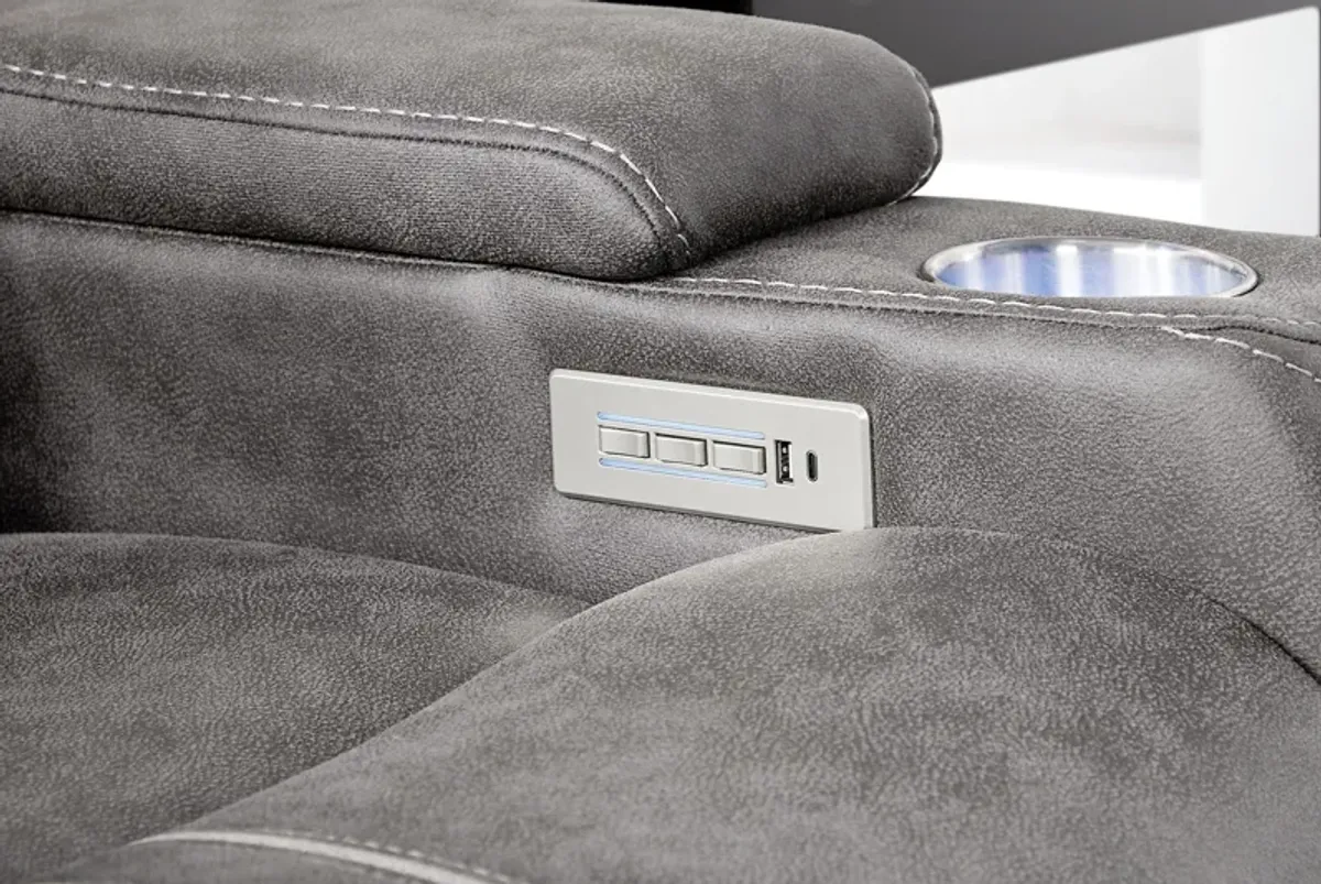 Maverick2 Grey Audio Triple Power Reclining Sofa