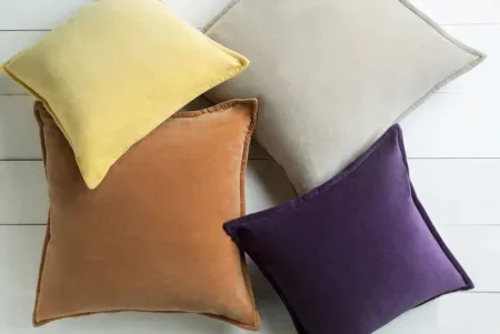 Cotton Velvet Light Beige 20" Accent Pillow