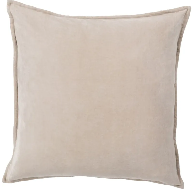 Cotton Velvet Light Beige 20" Accent Pillow