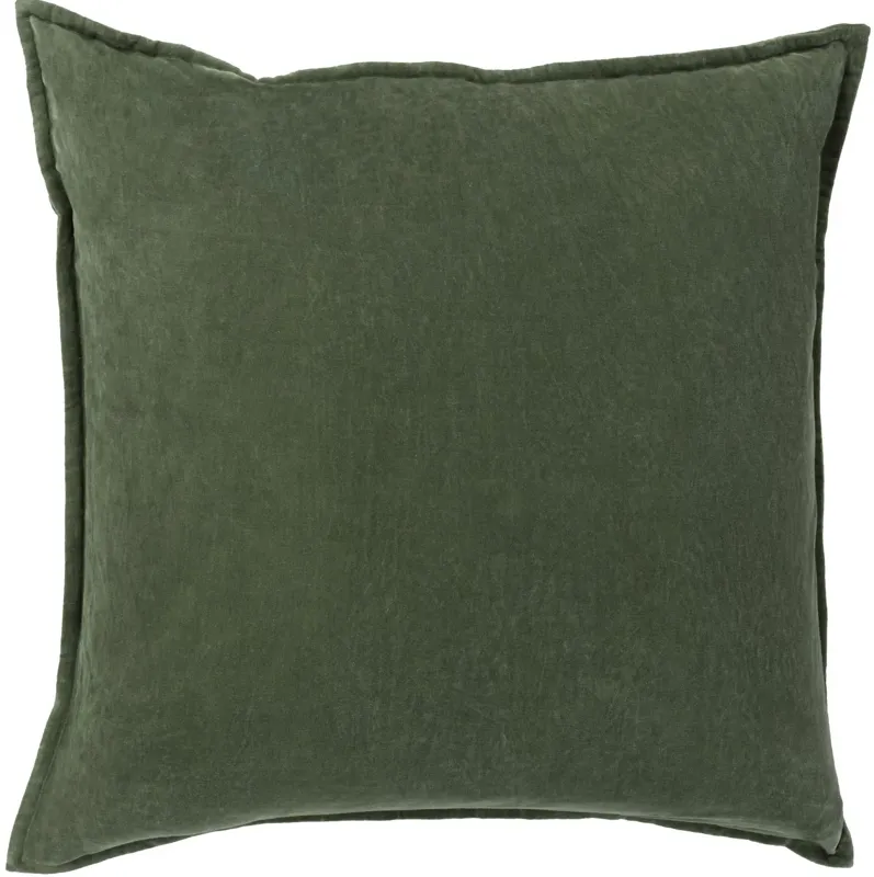 Cotton Velvet Medium Green 20" Accent Pillow