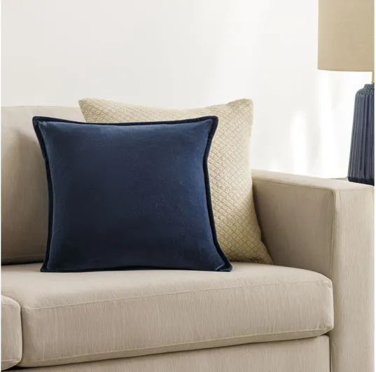 Cotton Velvet Navy 20" Accent Pillow