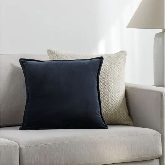 Cotton Velvet Black 20" Accent Pillow