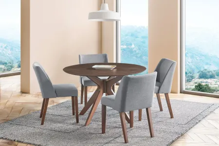Quinn Table + 4 Grey Chairs