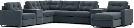 Modular One Navy 8-Piece Sectional with Right Arm Facing Chaise