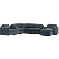 Modular One Navy 8-Piece Sectional with E-Console & Right Arm Facing Chaise