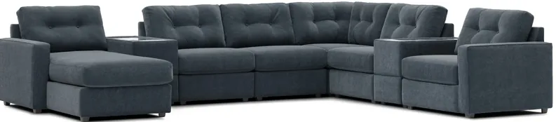 Modular One Navy 8-Piece Sectional with E-Console & Left Arm Facing Chaise