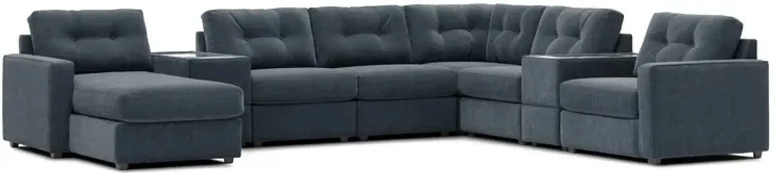 ModularOne Navy 8-Piece Sectional with E-Console & Left Arm Facing Chaise