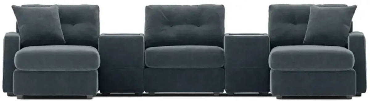 ModularOne Navy 5-Piece Sectional with E-Console & Dual Chaise