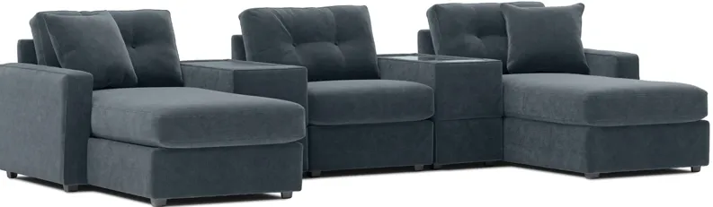 ModularOne Navy 5-Piece Sectional with E-Console & Dual Chaise