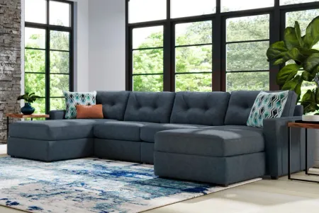 Modular One Navy 4-Piece Sectional with Dual Chaise